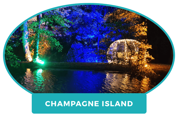 Champagne Island at Bolesworth Christmas lights trail, Cheshire