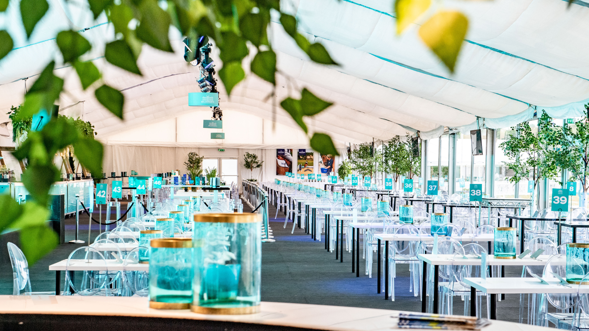 Large marquee with tables and chairs